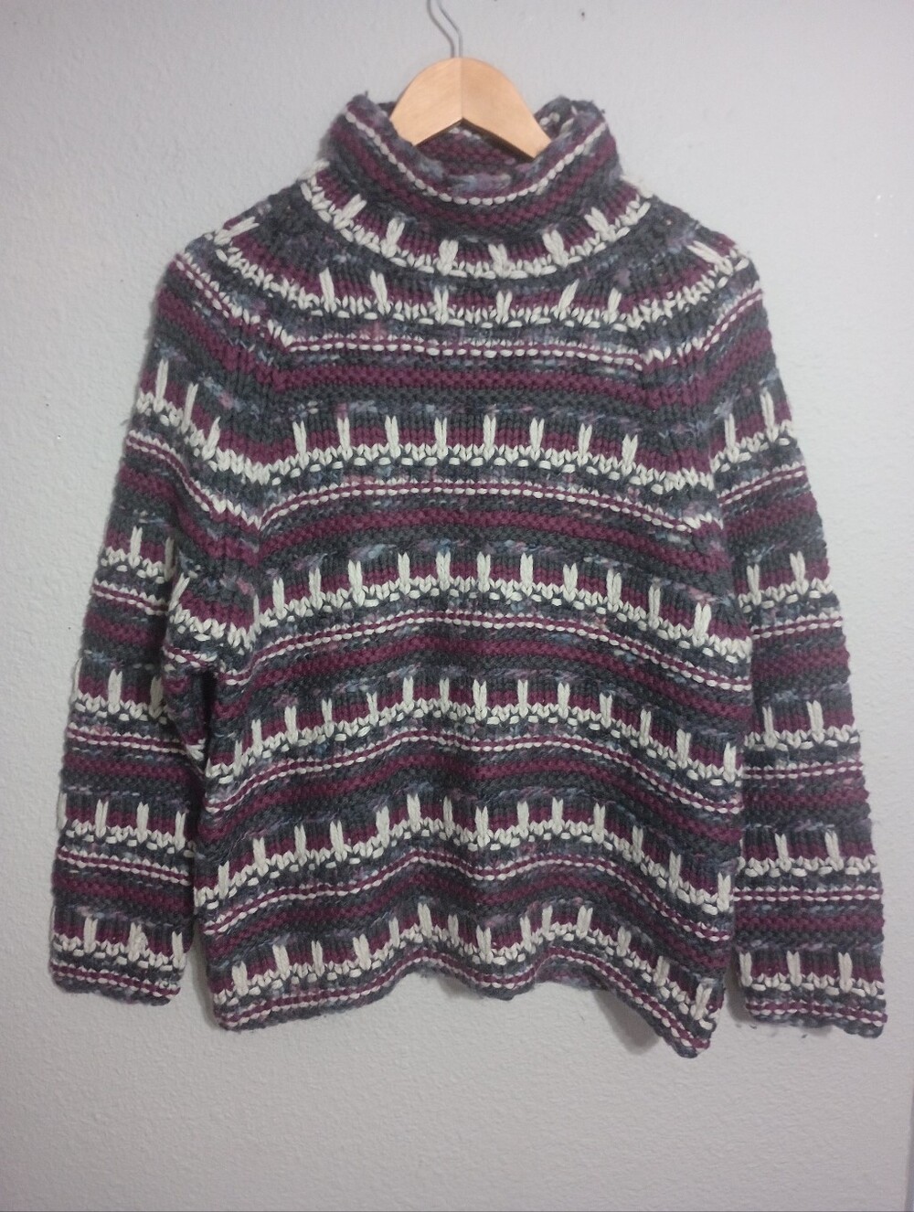 Vintage AKA Eddie Bauer Mock Neck Chunky Knit Wool Blend Sweater